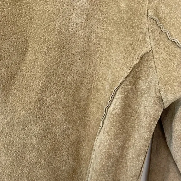 Vintage Blue Asphalt Tan 100% leather Open Front Long Coat Size M - Picture 6 of 16